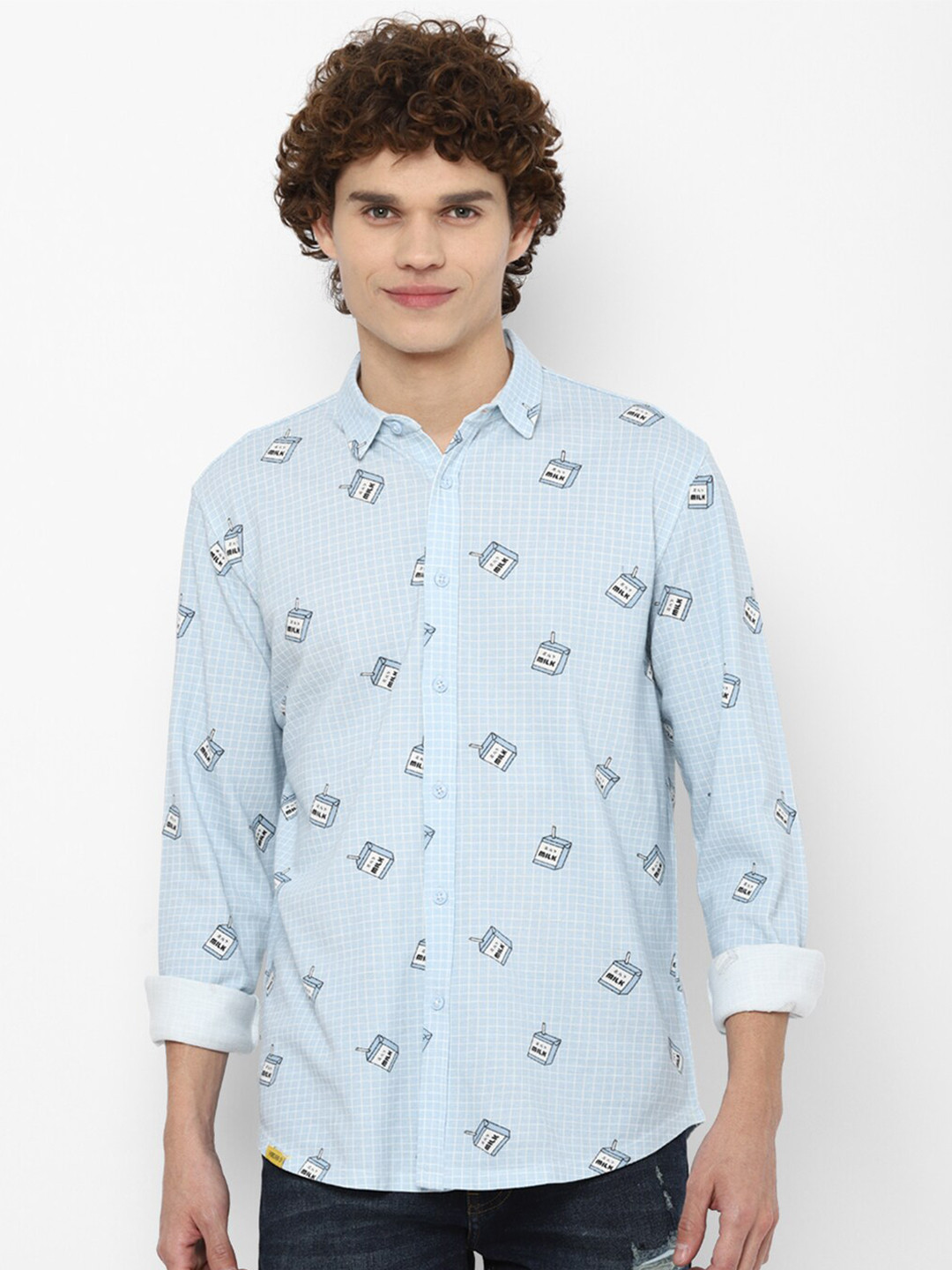 

FOREVER 21 Men Blue Printed Pure Cotton Casual Shirt
