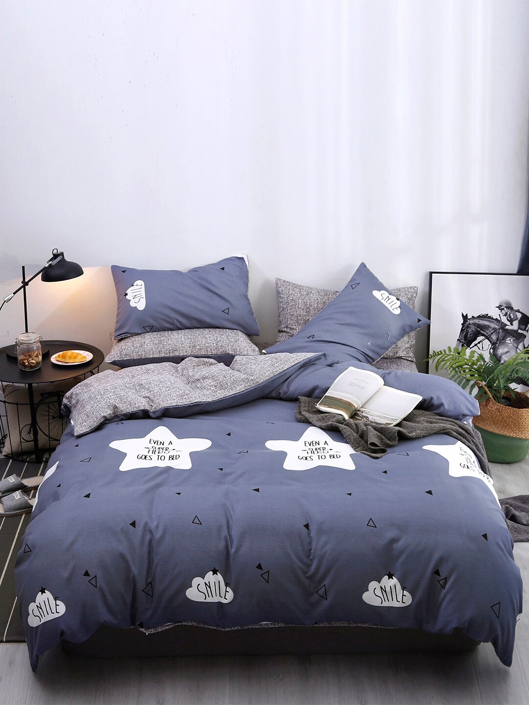 

JC Collection Grey & White Printed Bedding Set