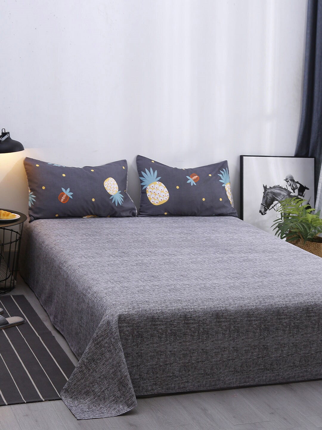 

JC Collection Black & Blue Printed Double King Bedding Set
