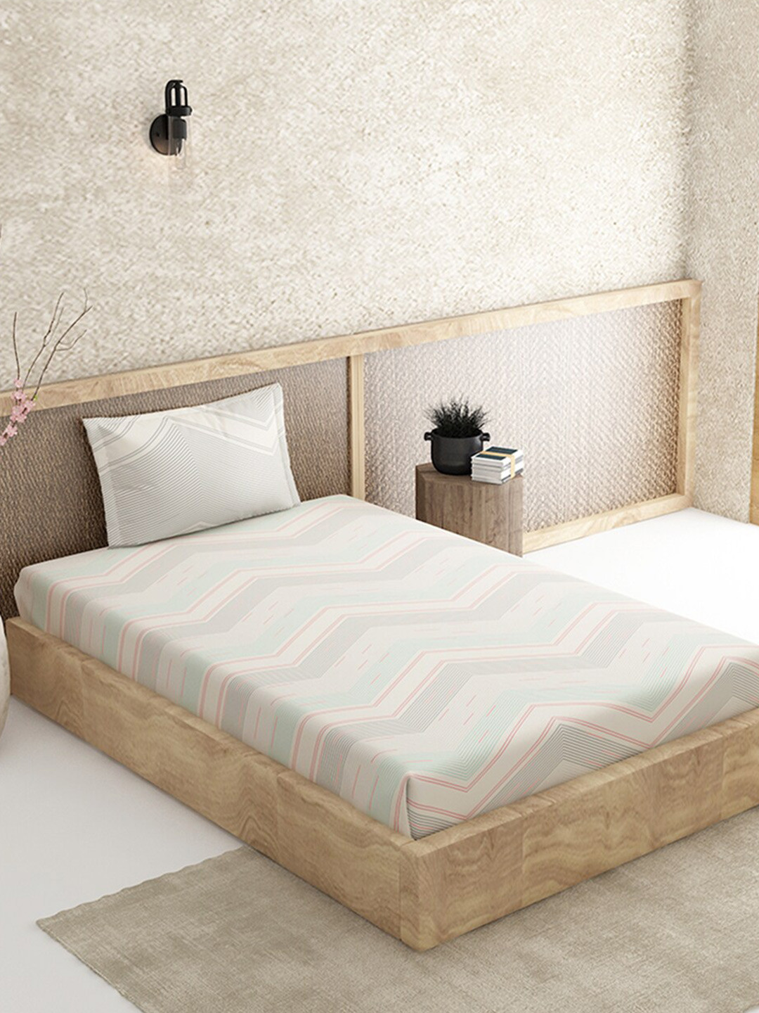 

Duroflex Beige & Blue 144 TC Single Bedsheet with 1 Pillow Covers