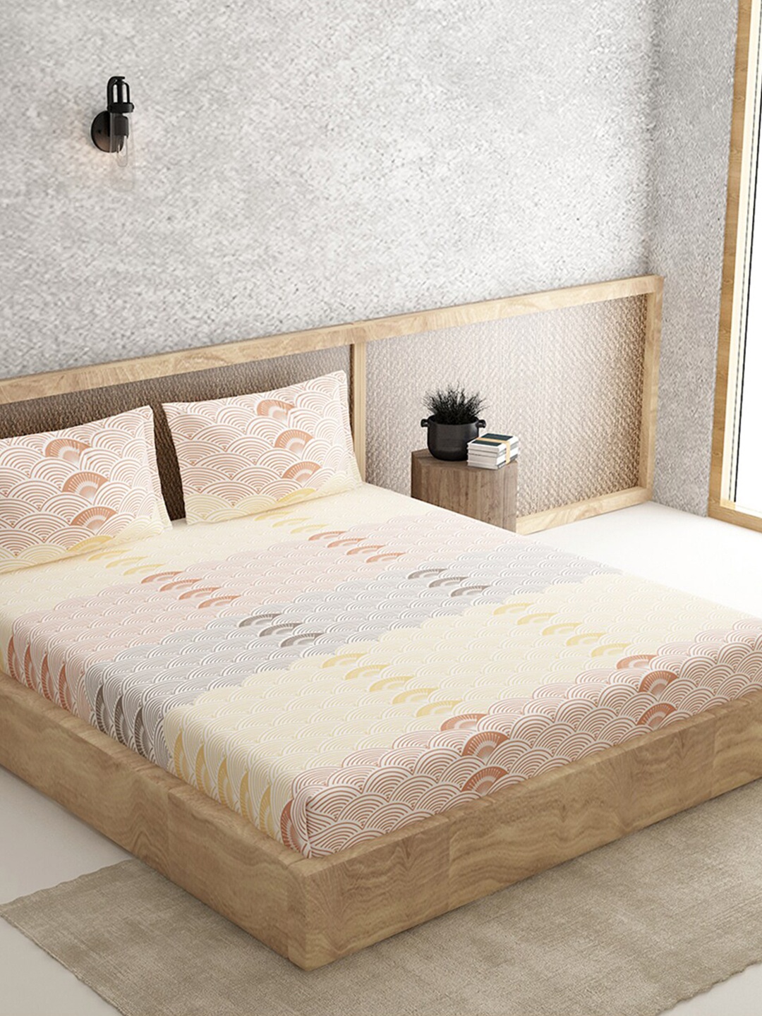 

Duroflex Brown & Beige Geometric 144 TC Pure Cotton Queen Bedsheet with 2 Pillow Covers