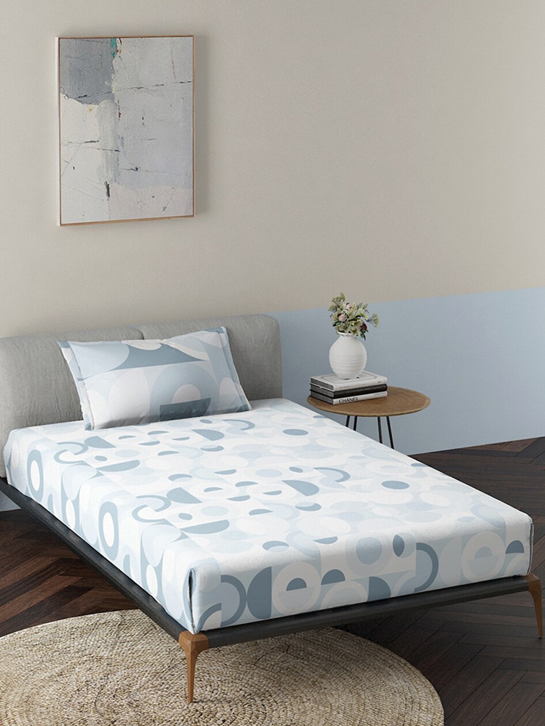 

Duroflex Blue & White 144 TC Pure Cotton Single Bedsheet with 1 Pillow Cover