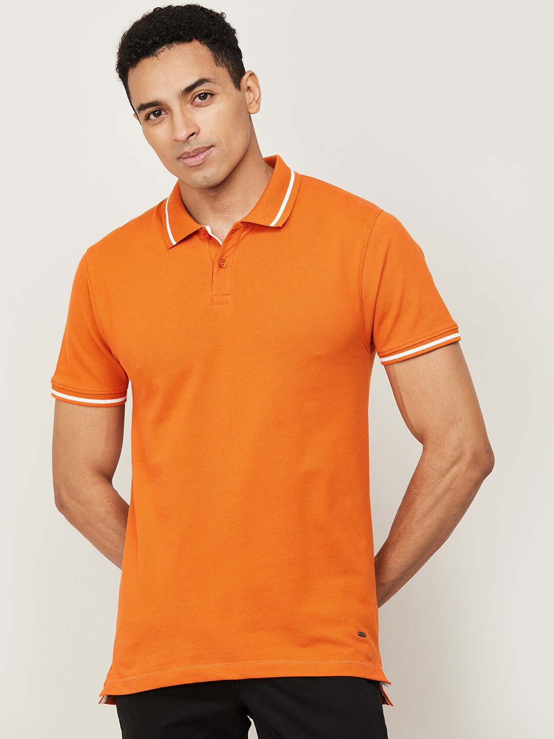 

CODE by Lifestyle Men Orange Polo Collar T-shirt