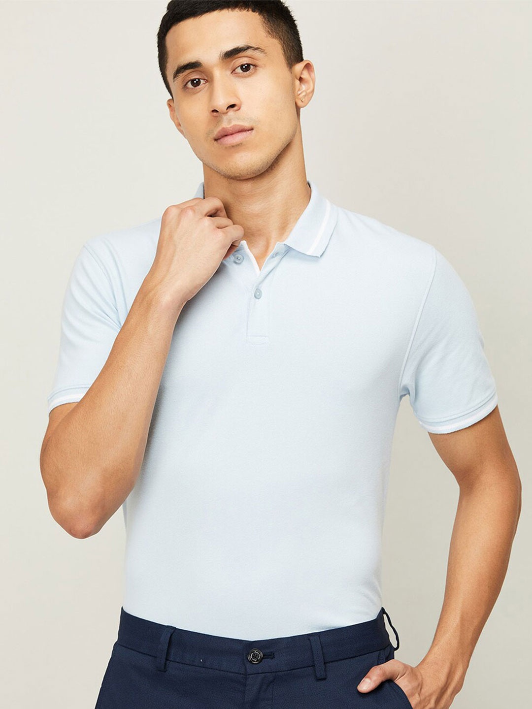 

CODE by Lifestyle Men Blue Polo Collar T-shirt