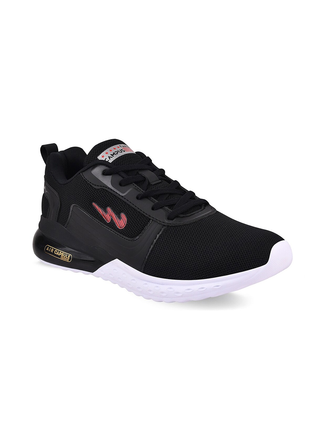 

Campus Men Black Mesh Running Shoes