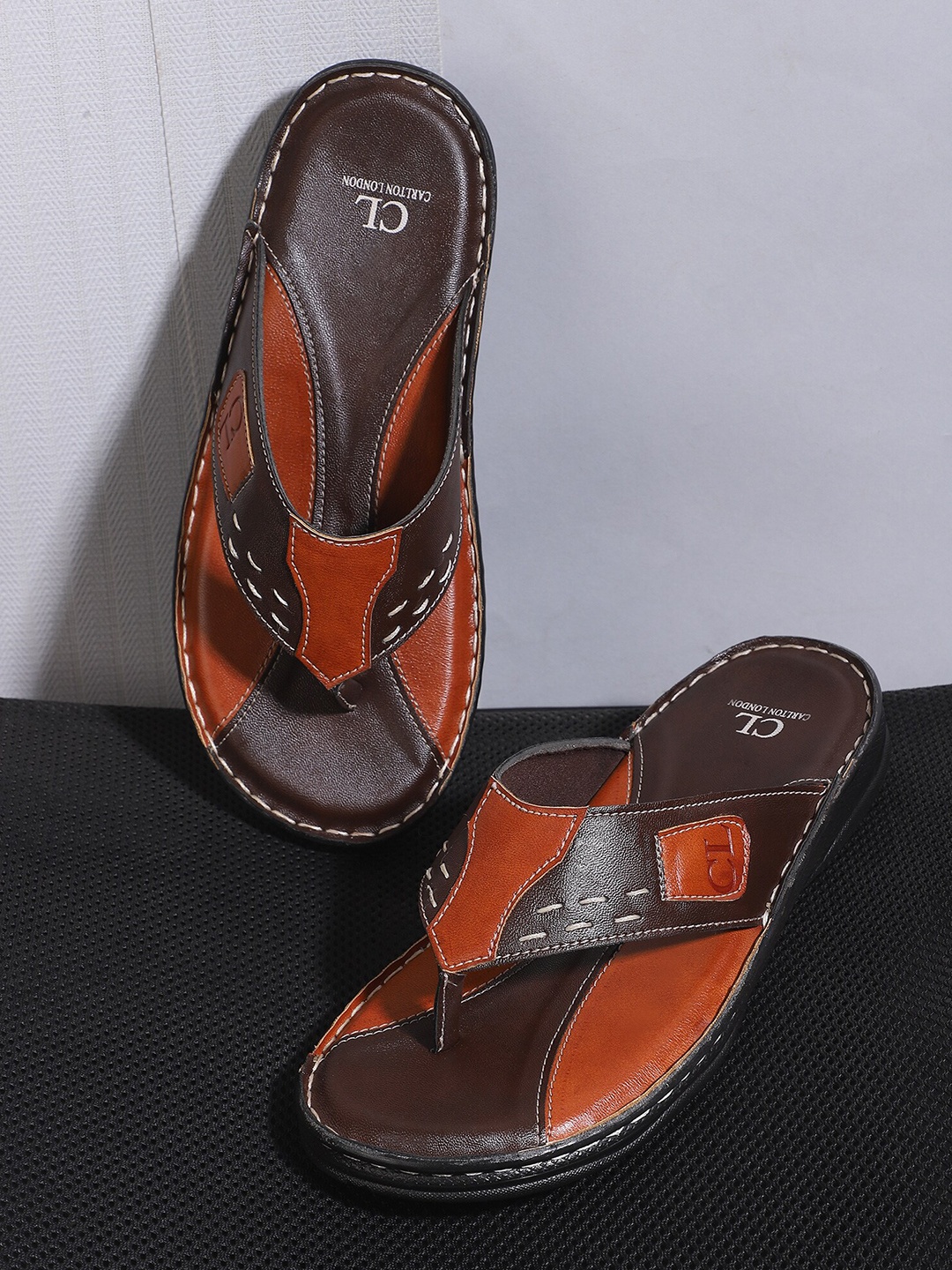 

Carlton London Men Brown & Tan Comfort Sandals