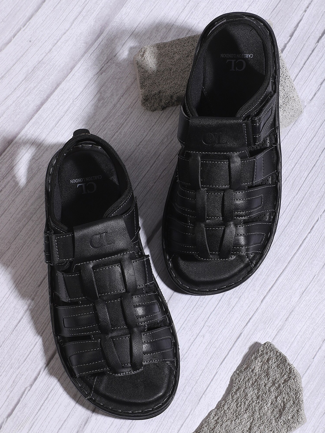 

Carlton London Men Black Comfort Sandals