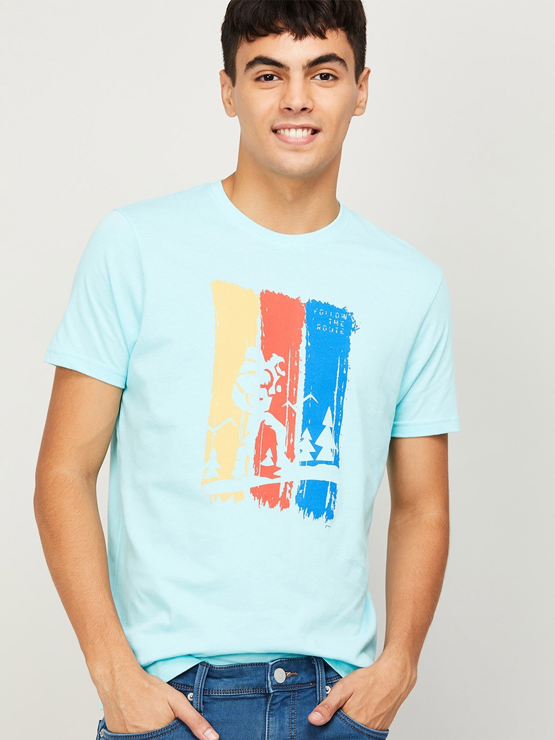 

Fame Forever by Lifestyle Men Blue & Red Printed T-shirt