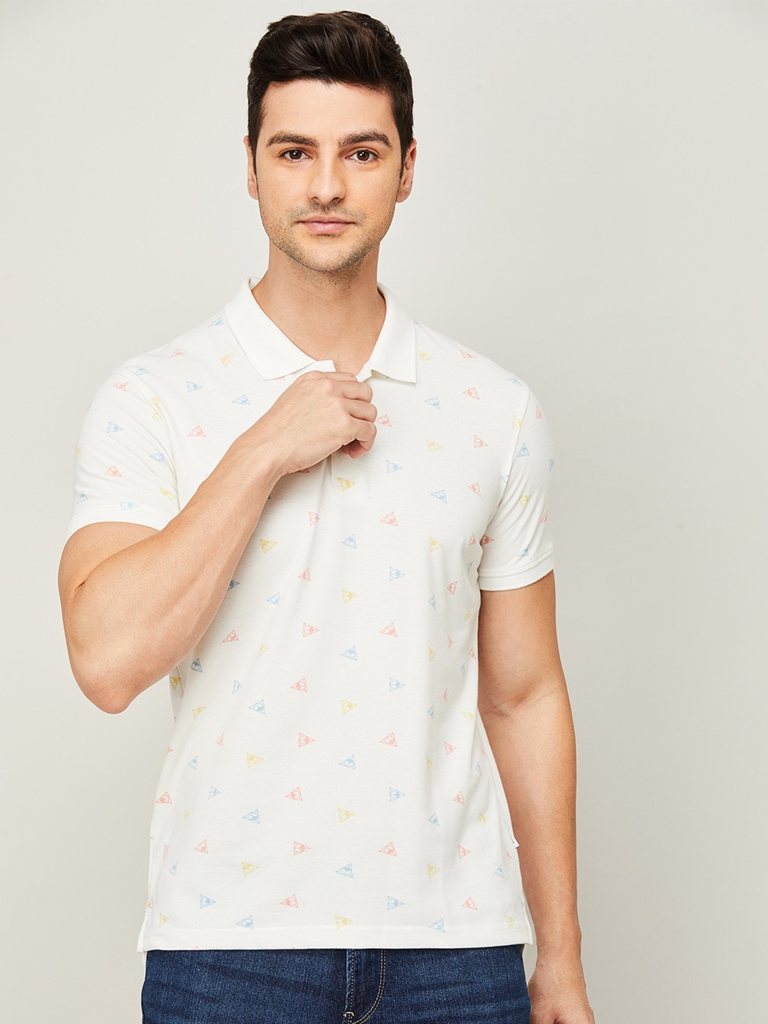 

Fame Forever by Lifestyle Men White Printed Polo Collar T-shirt