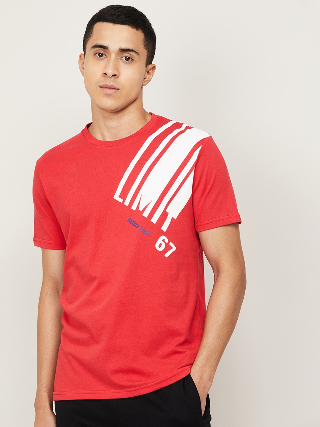 

Kappa Men Red & White Typography Printed Slim Fit Sports T-shirt