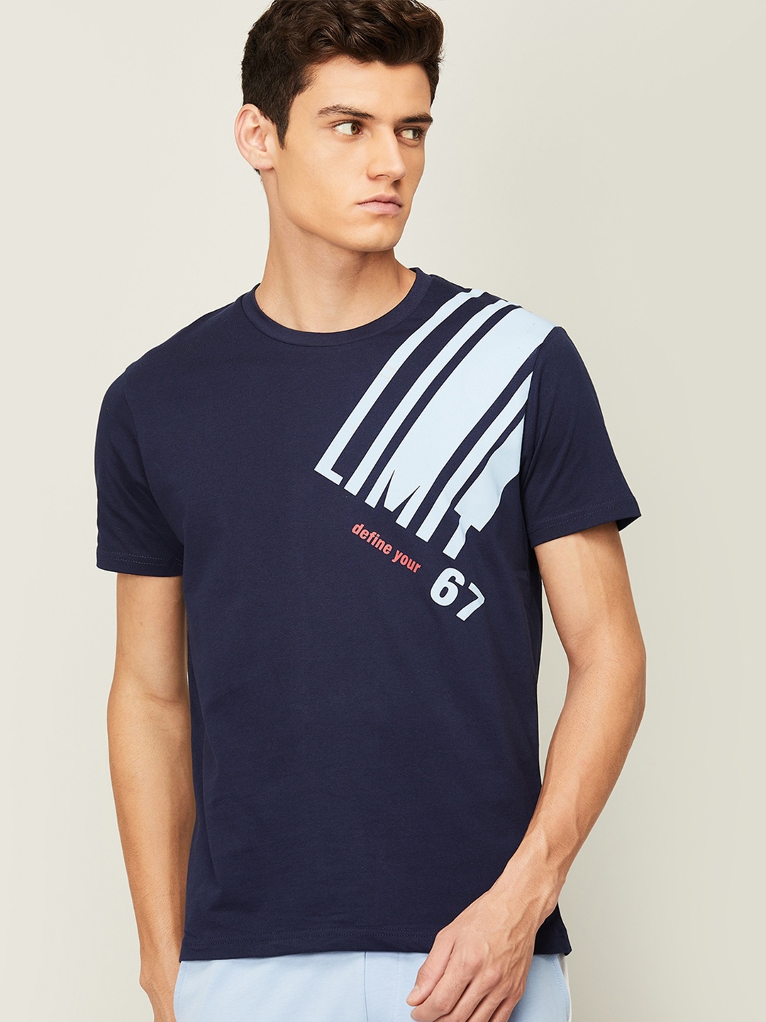 

Kappa Men Navy Blue Typography Printed Slim Fit T-shirt