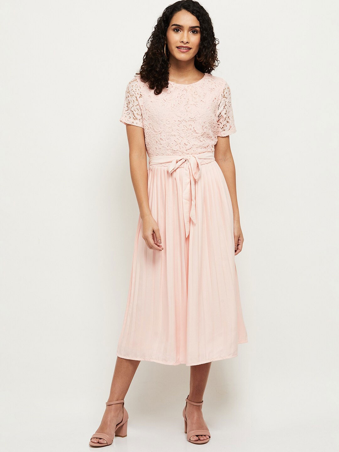 

max Women Pink Midi Fit and Flare Dress