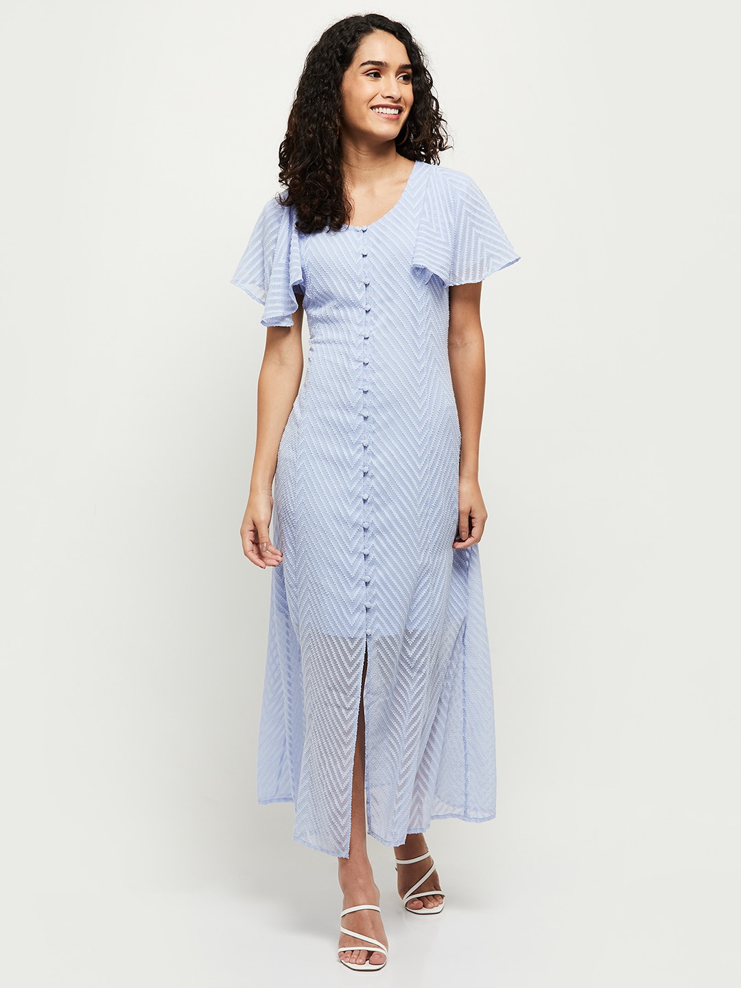 

max Blue Striped Maxi Dress