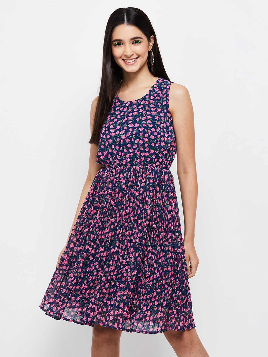 

max Navy Blue Floral Dress