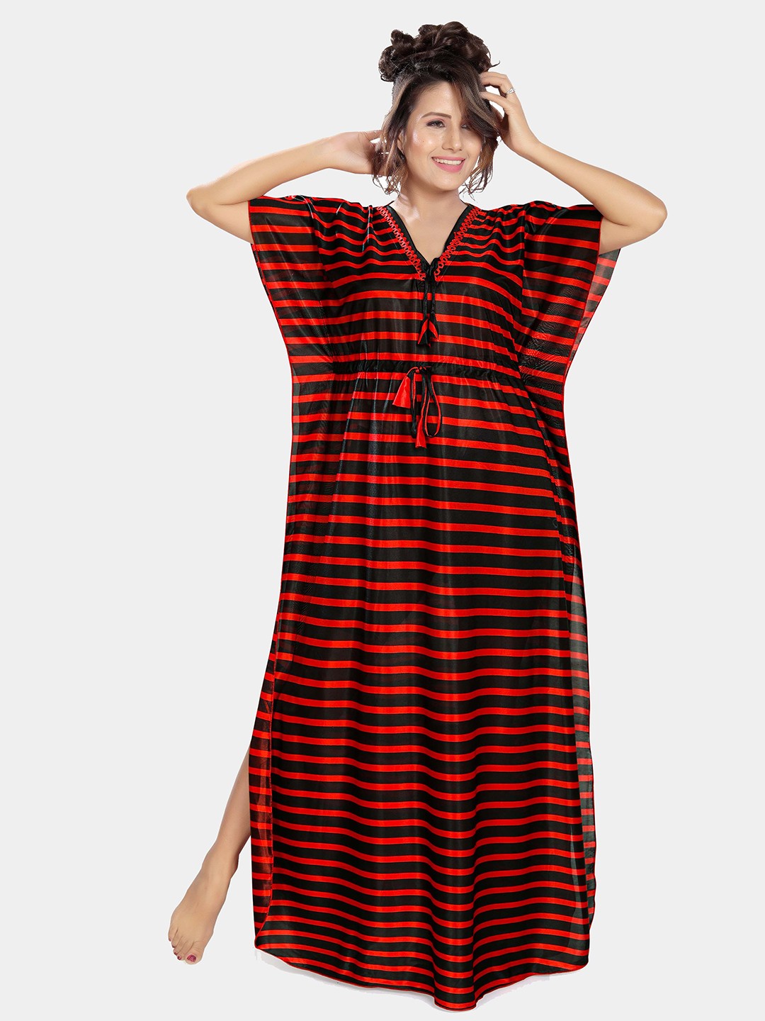 

Ever Loved Black Striped Maxi Nightdress