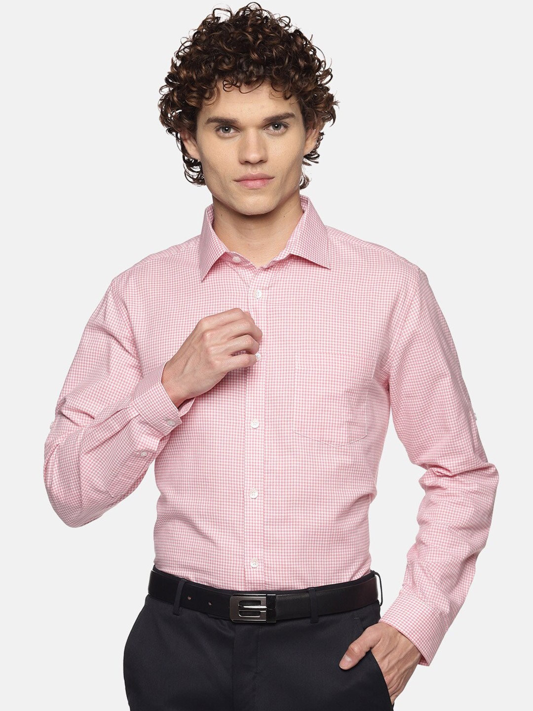 

DON VINO Men Rose Relaxed Micro Checks Formal Shirt