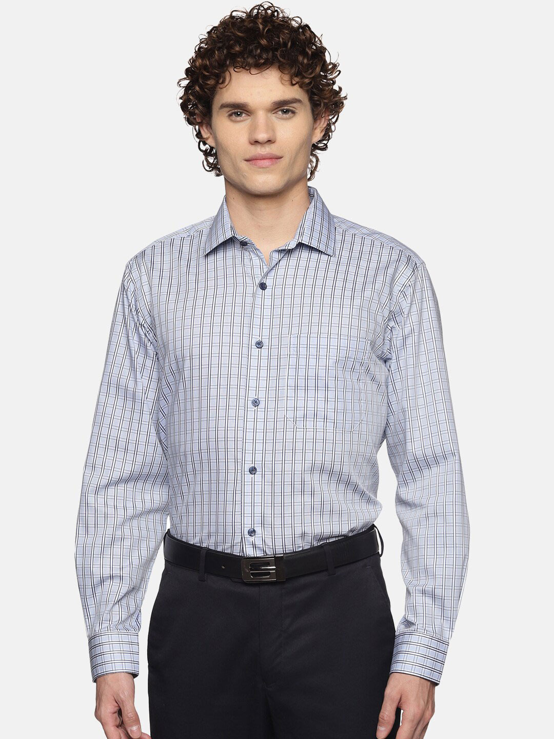 

DON VINO Men White Relaxed Checked Cotton Formal Shirt