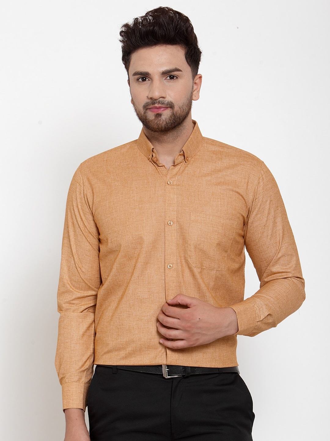 

JAINISH Men Orange Standard Formal Shirt