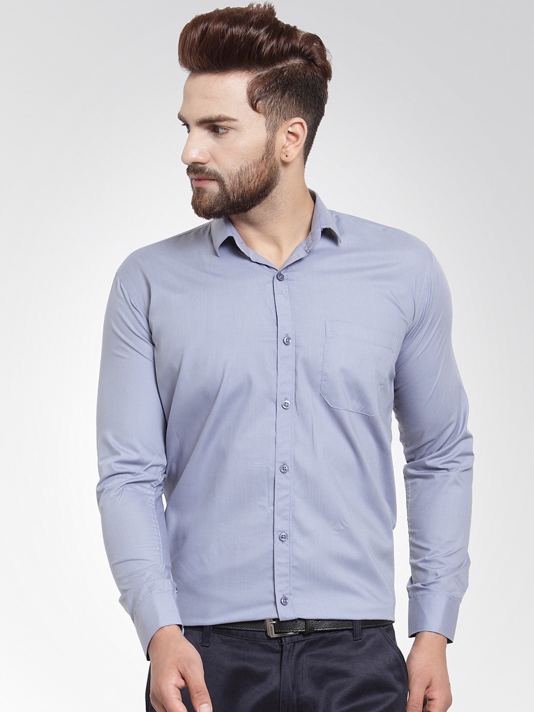 

JAINISH Men Grey Solid Standard Formal Shirt