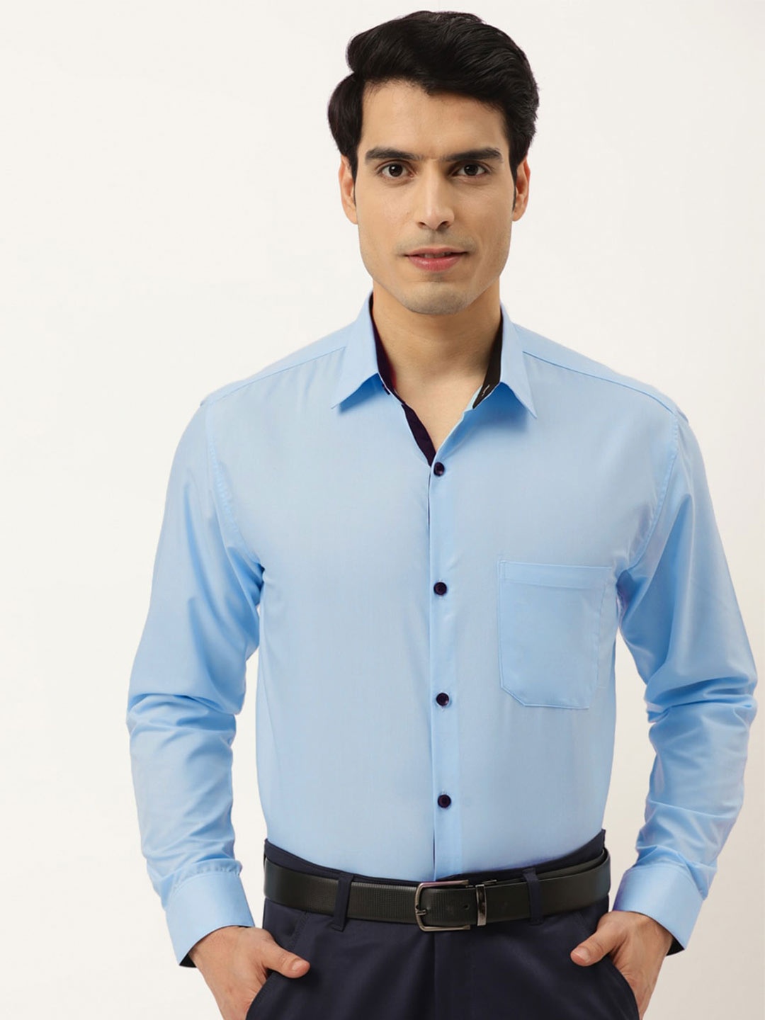 

JAINISH Men Turquoise Blue Standard Formal Shirt