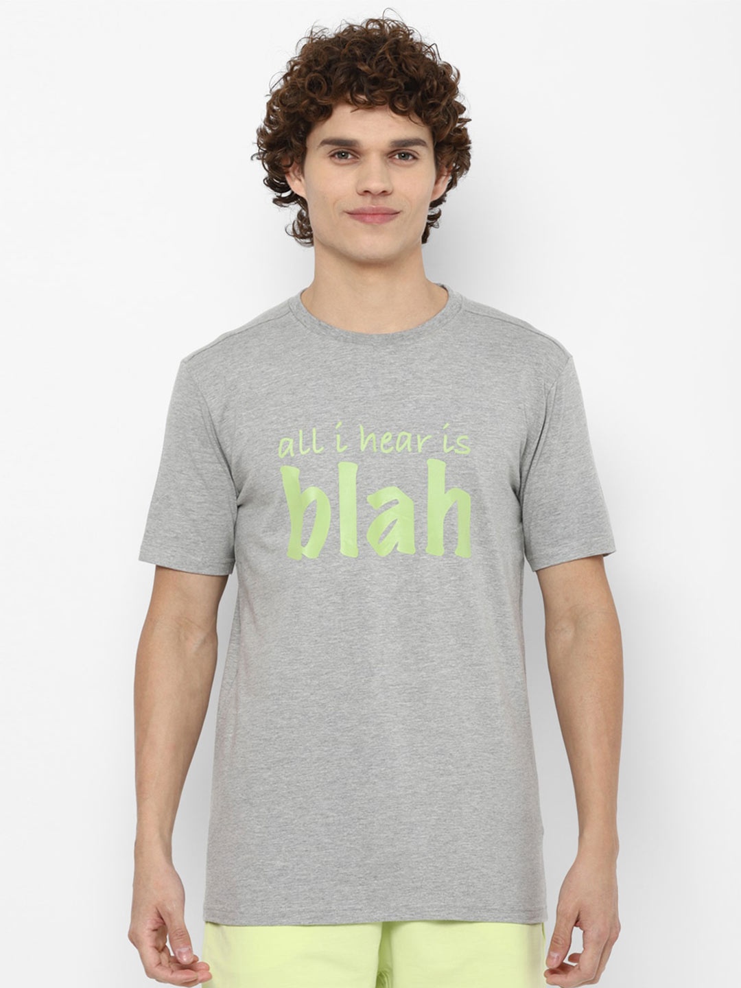 

FOREVER 21 Men Grey Melange Typography Printed T-shirt