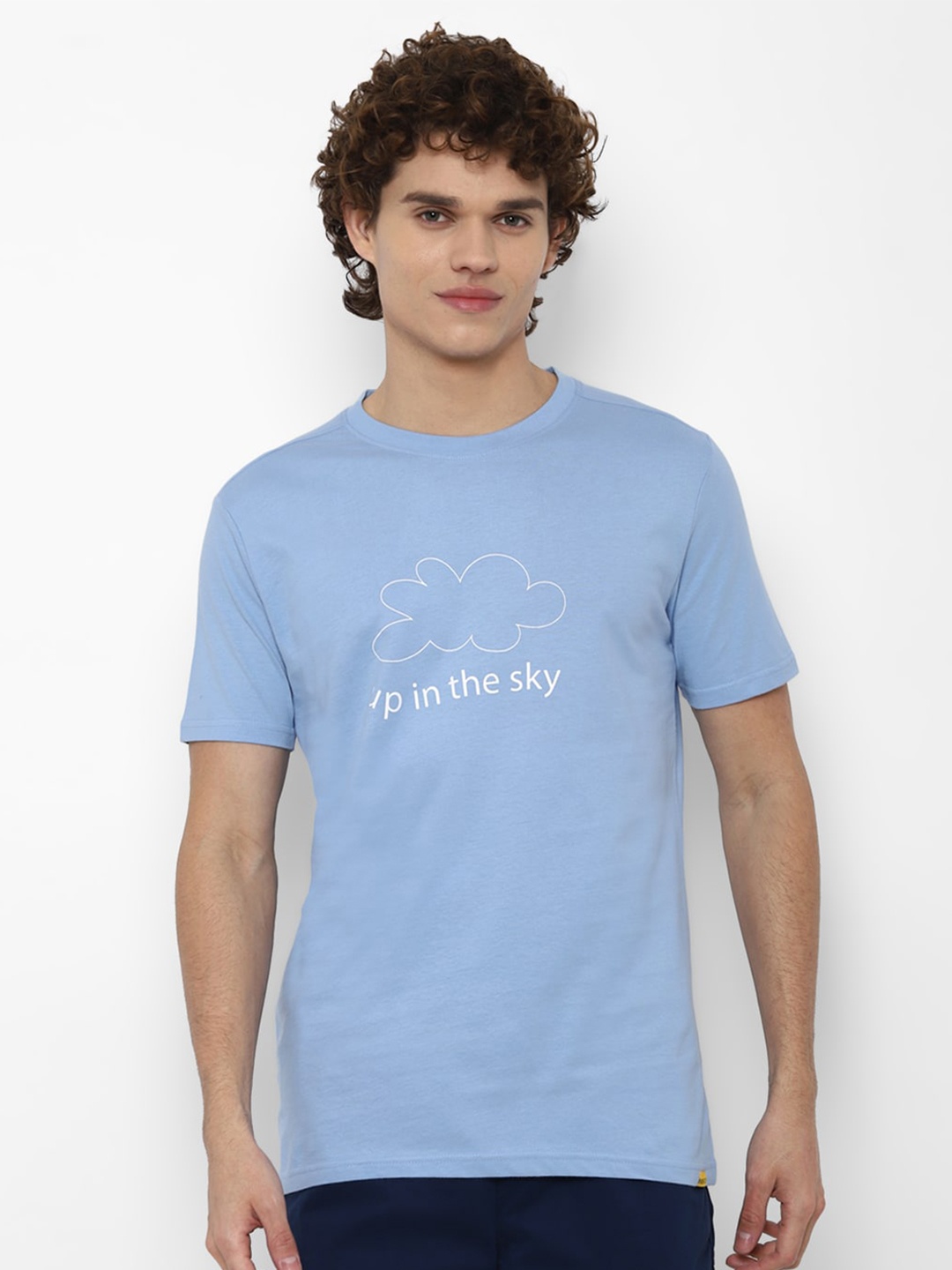 

FOREVER 21 Men Blue Typography Printed 100% Cotton T-shirt