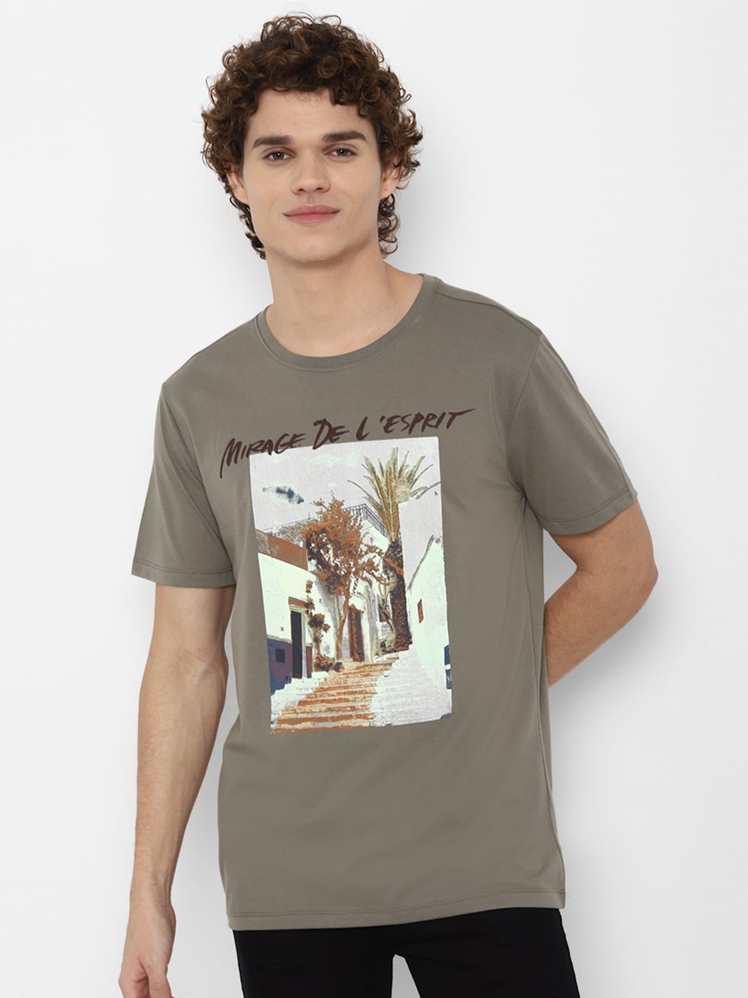 

FOREVER 21 Men Grey Printed T-shirt