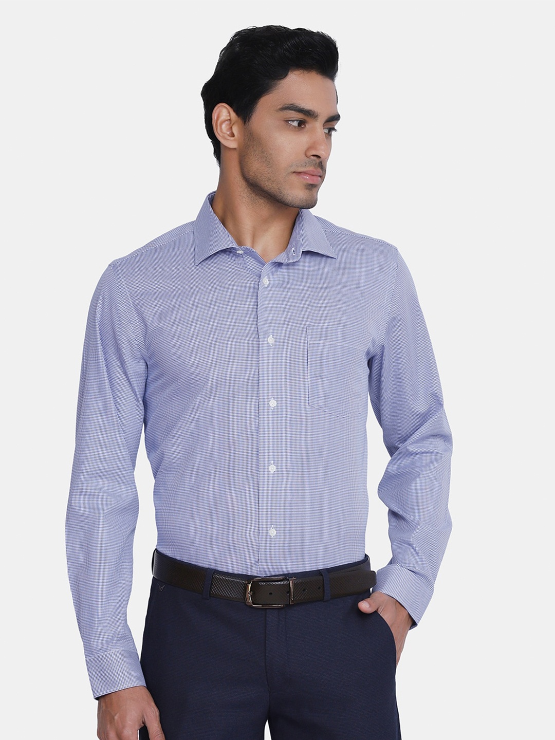 

Blackberrys Men Blue India Slim Fit Checked Formal Shirt