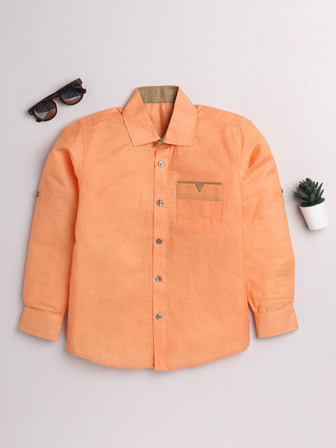 

JBN Creation Boys Orange Classic Casual Shirt