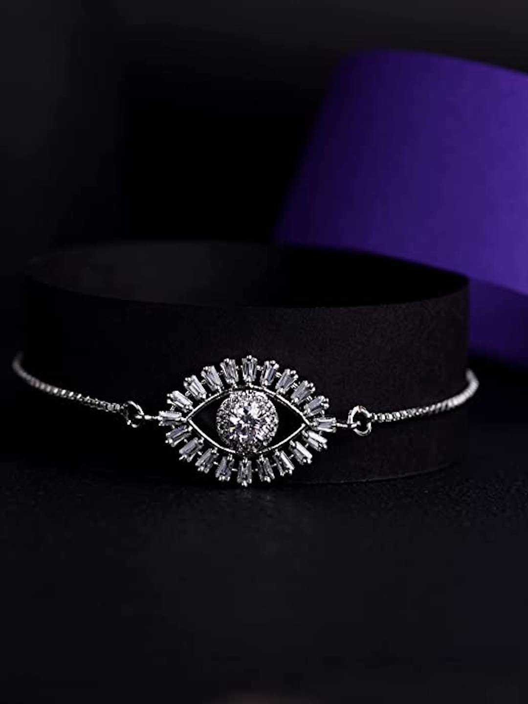 

HOT AND BOLD Women Silver-Plated & White Brass American Diamond Charm Bracelet