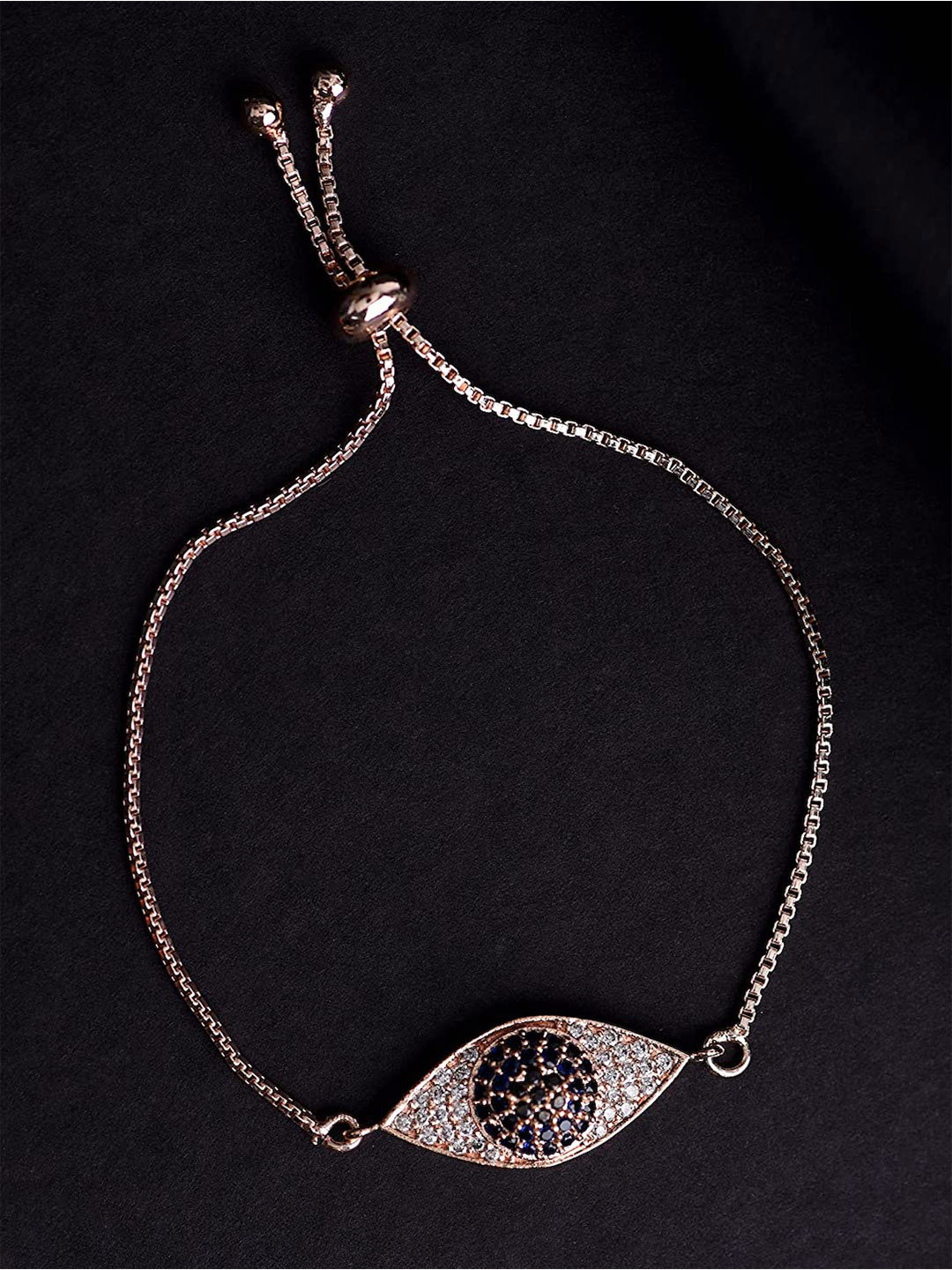 

HOT AND BOLD Women Rose Gold & White Brass American Diamond Handcrafted Rose Gold-Plated Charm Bracelet