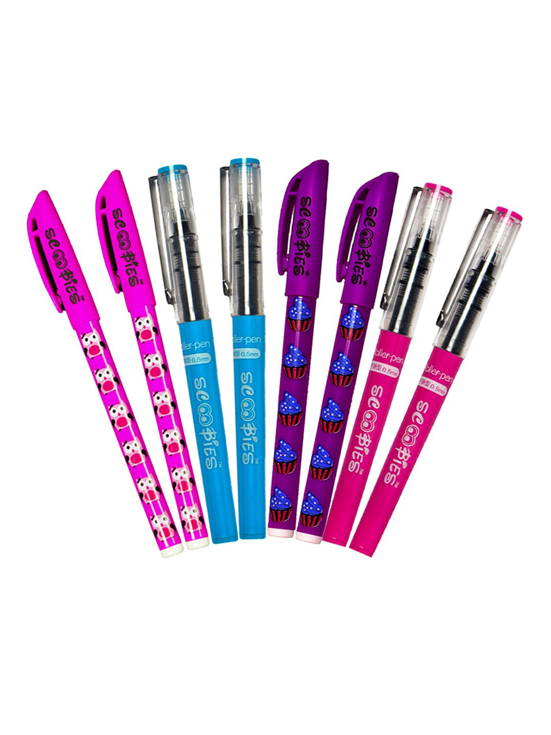 

SCOOBIES Kids Set Of 8 Printed Pens, Pink