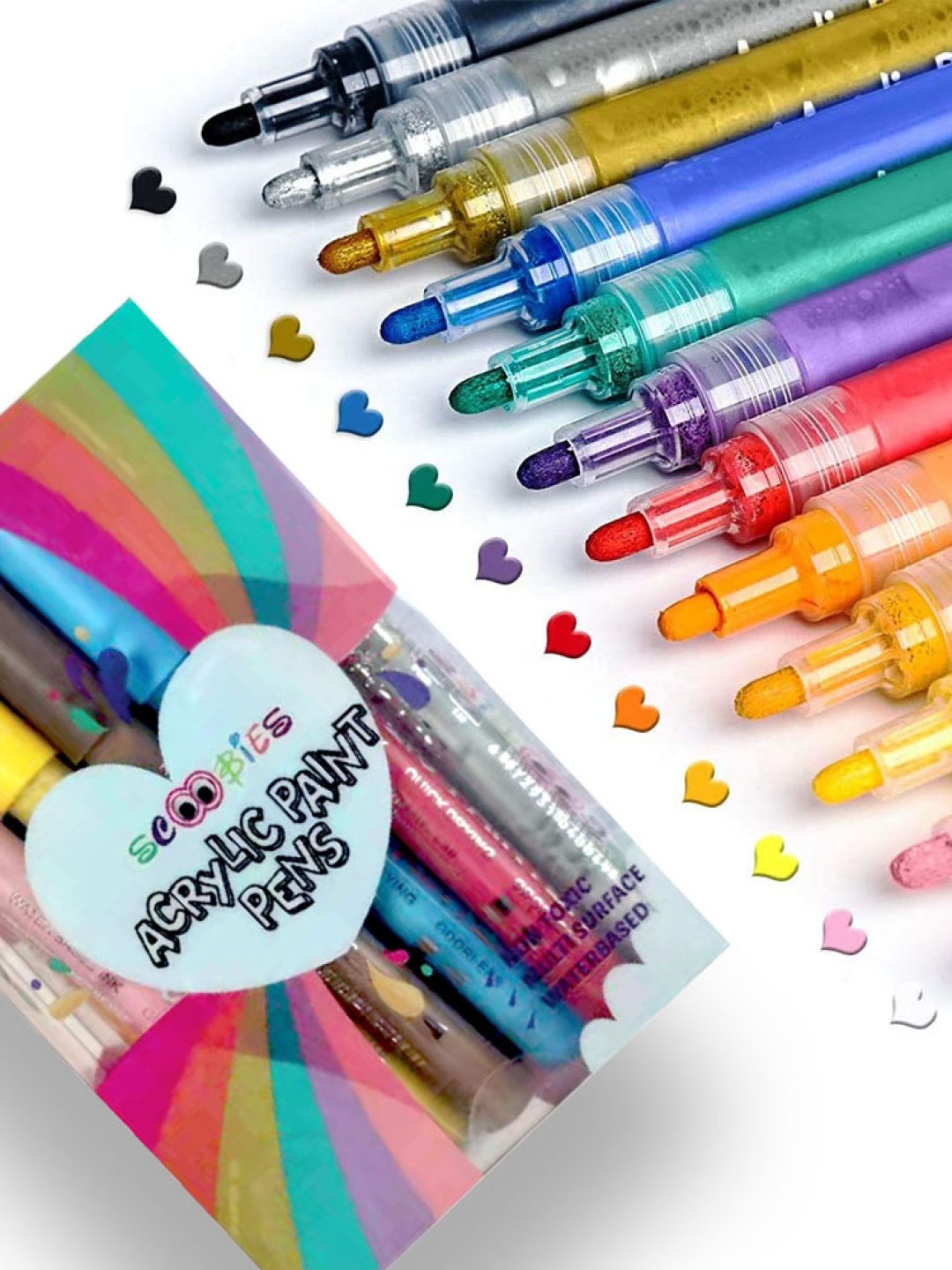 

SCOOBIES Kids Set of 12 Multi-Colored Glitter Acrylic Paint Pens