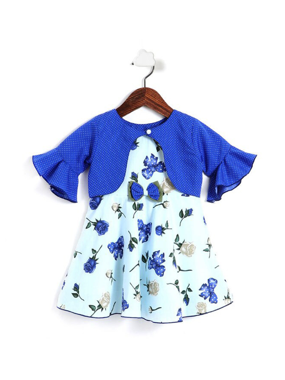 

The Magic Wand Blue Floral Dress With Bell Sleeves