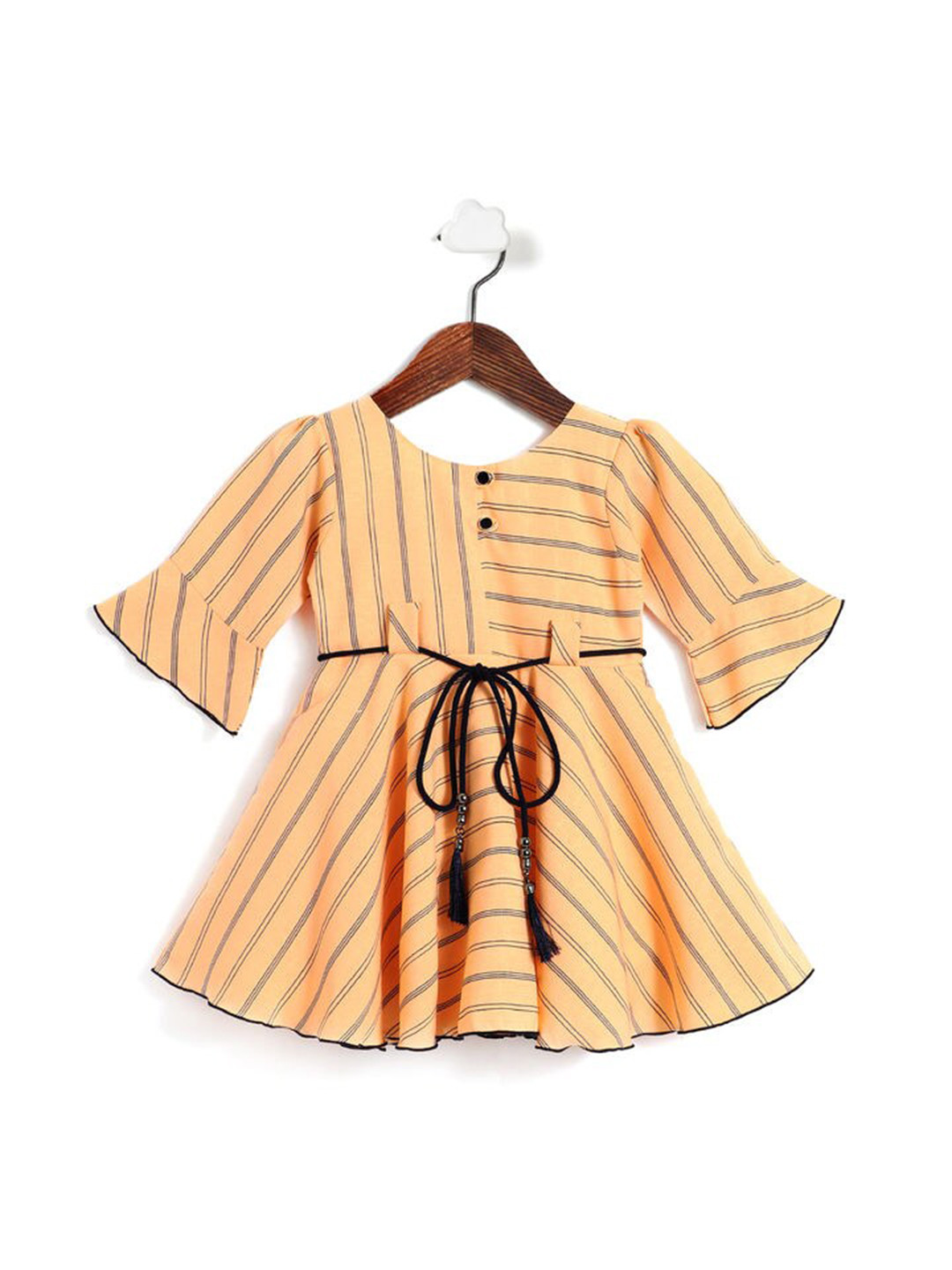 

The Magic Wand Peach-Coloured Striped Dress