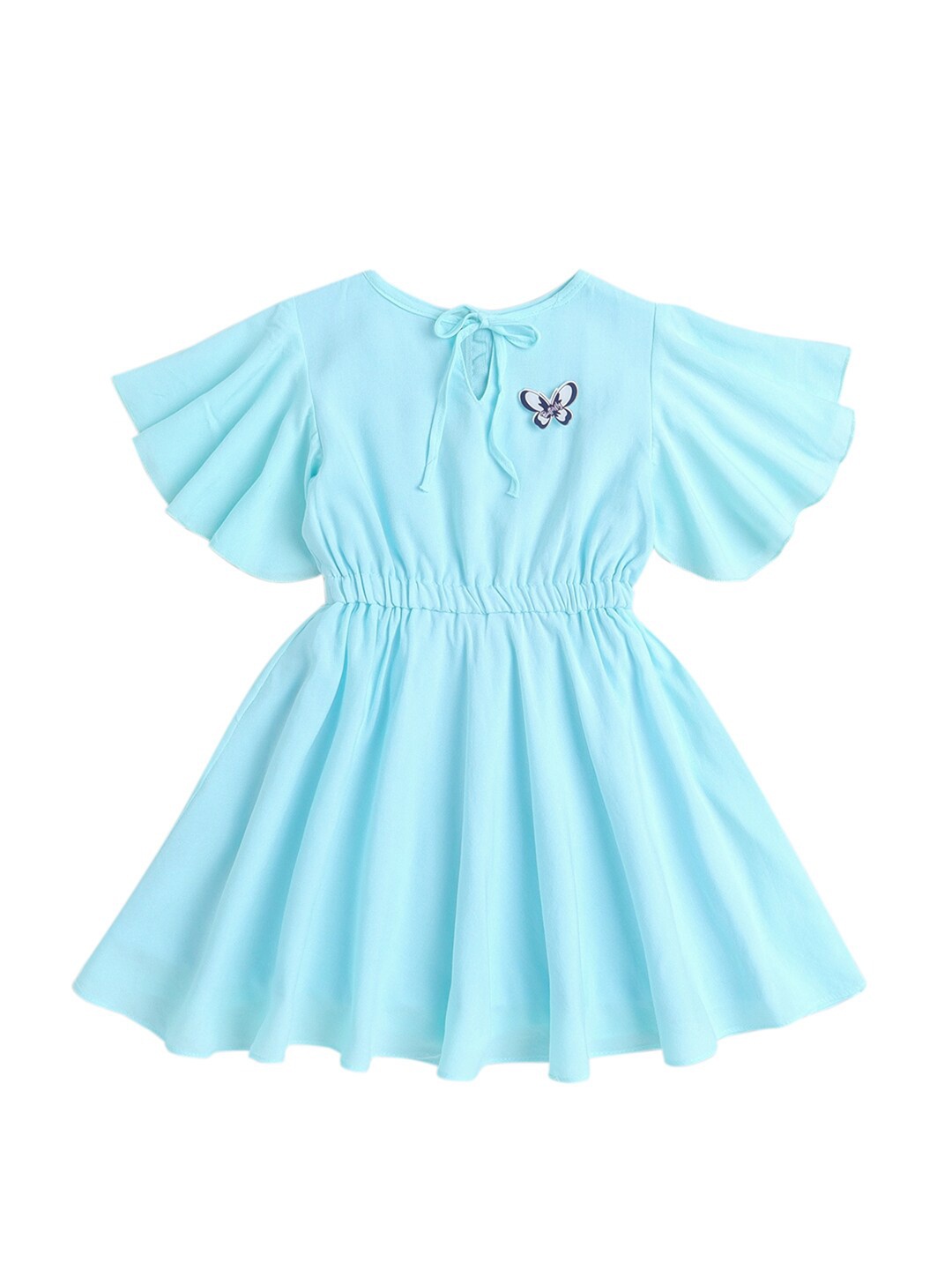 

The Magic Wand Girls Blue Tie-Up Neck Dress