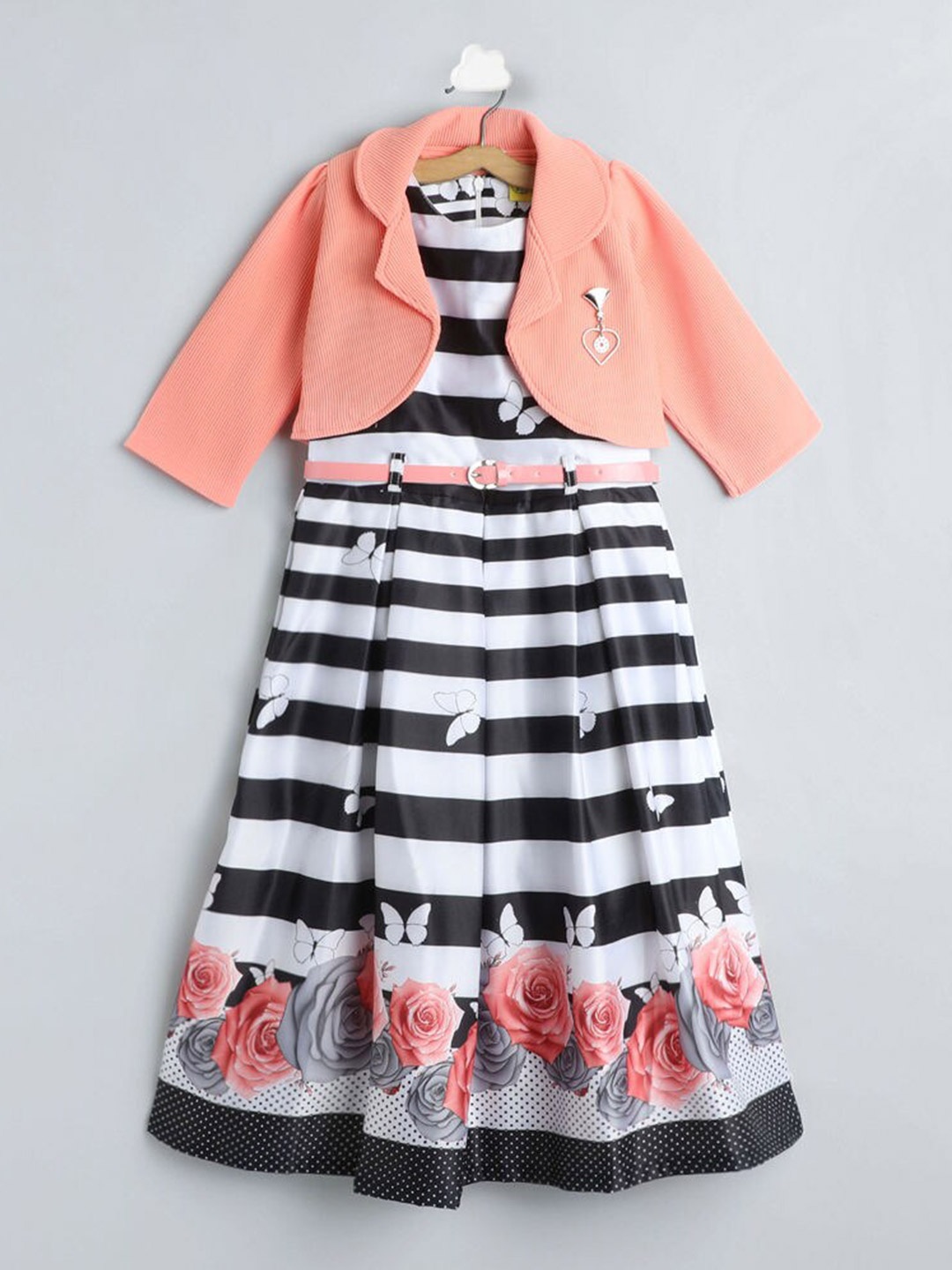 

The Magic Wand Peach-Coloured Striped Satin Maxi Dress
