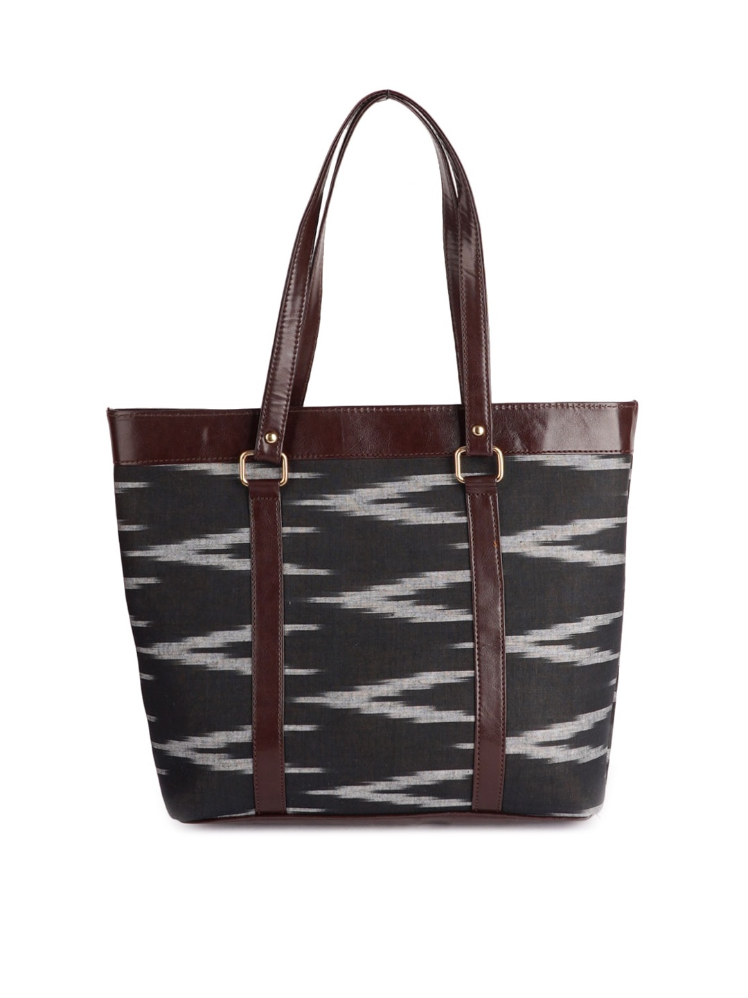 

Style SHOES Black Striped Oversized Shopper Shoulder Bag with Quilted