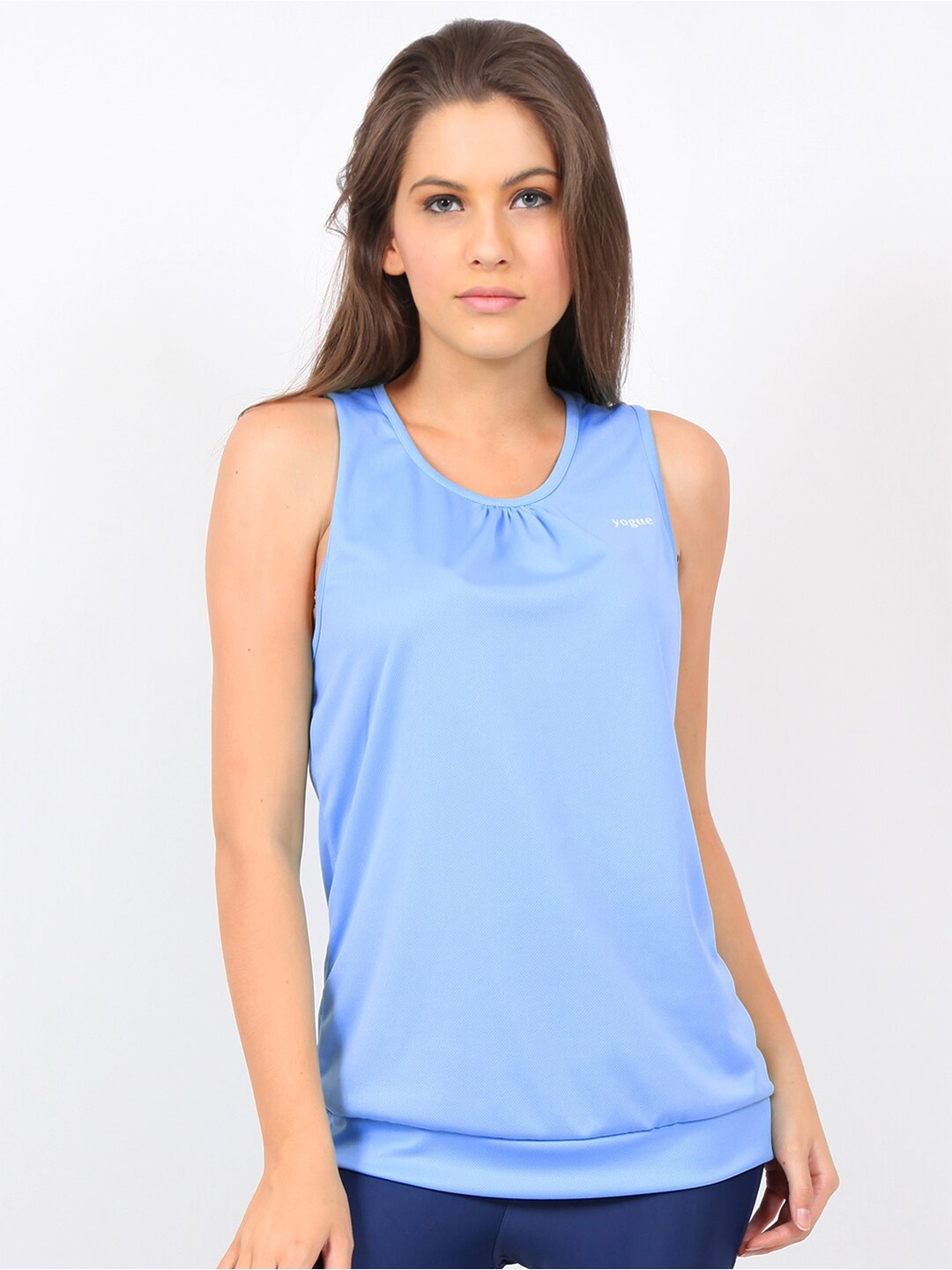 

Yogue Activewear Blue Comfort Fit Knitted Sports Tank Top