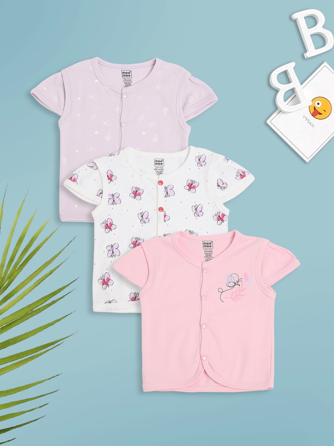 

MeeMee Girls Pack of 3 Printed Pure Cotton Jhablas, White