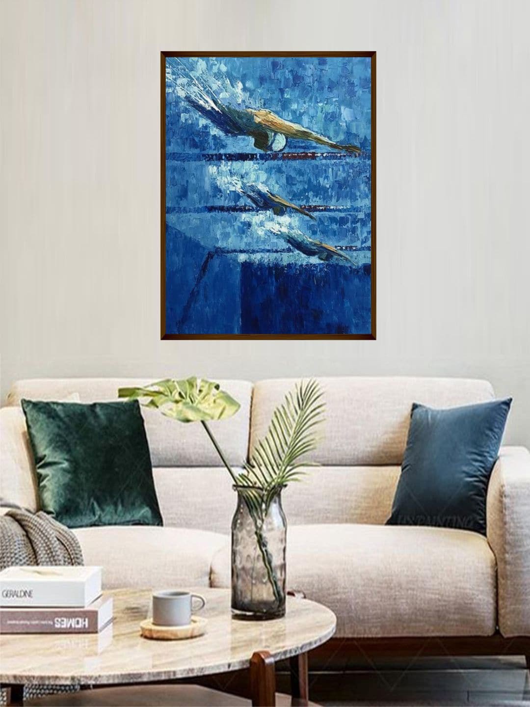 

The Art House Blue Abstract Painting Framed Wall Art