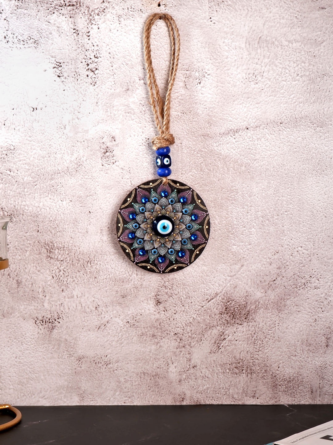 

THE WHITE INK DECOR Blue Evil Eye Charm Wall Hanging Decor