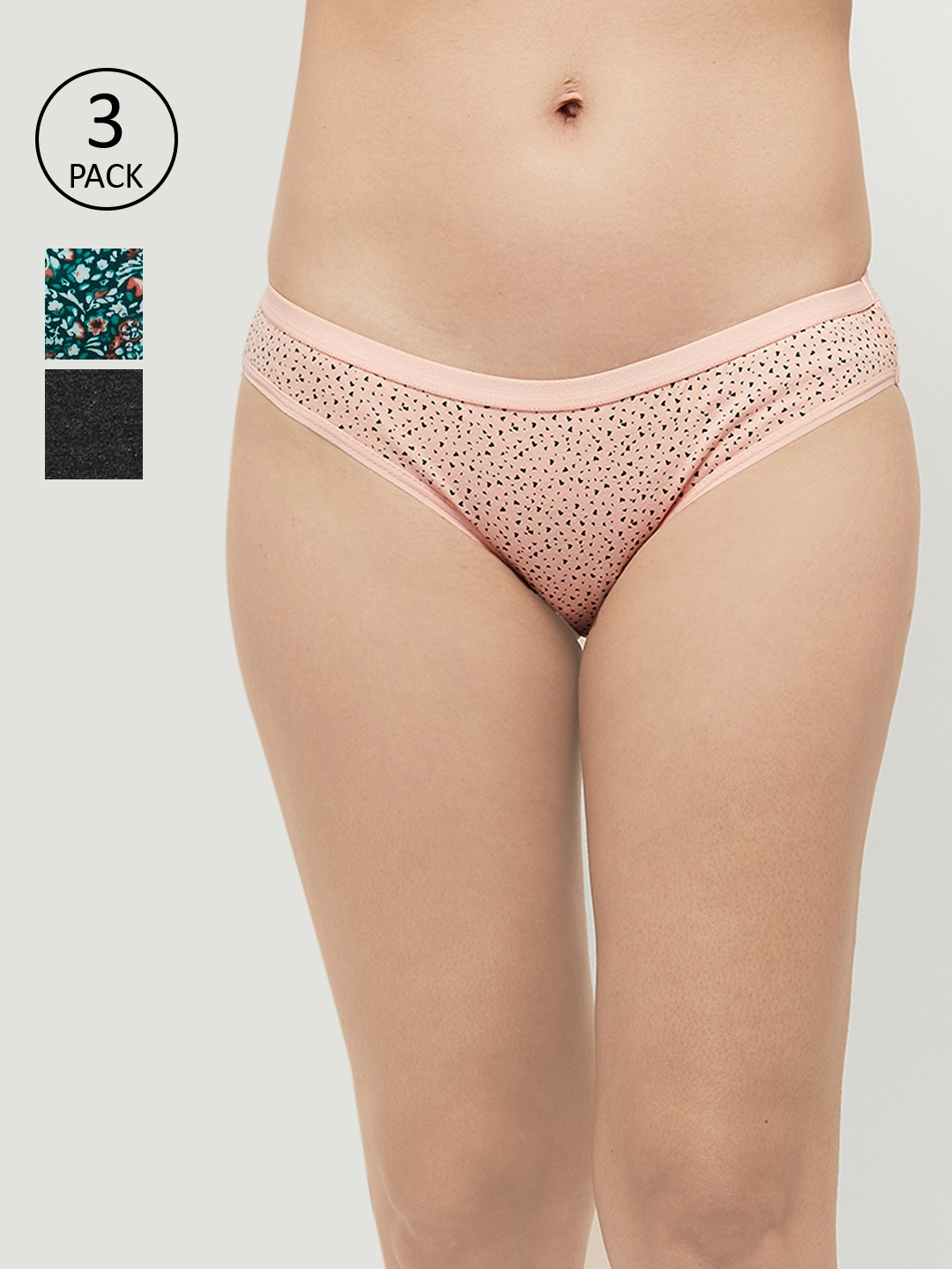

max Women Pack Of 3 Printed Cotton Basic Briefs NOOSPA21LH06NAVY, Navy blue