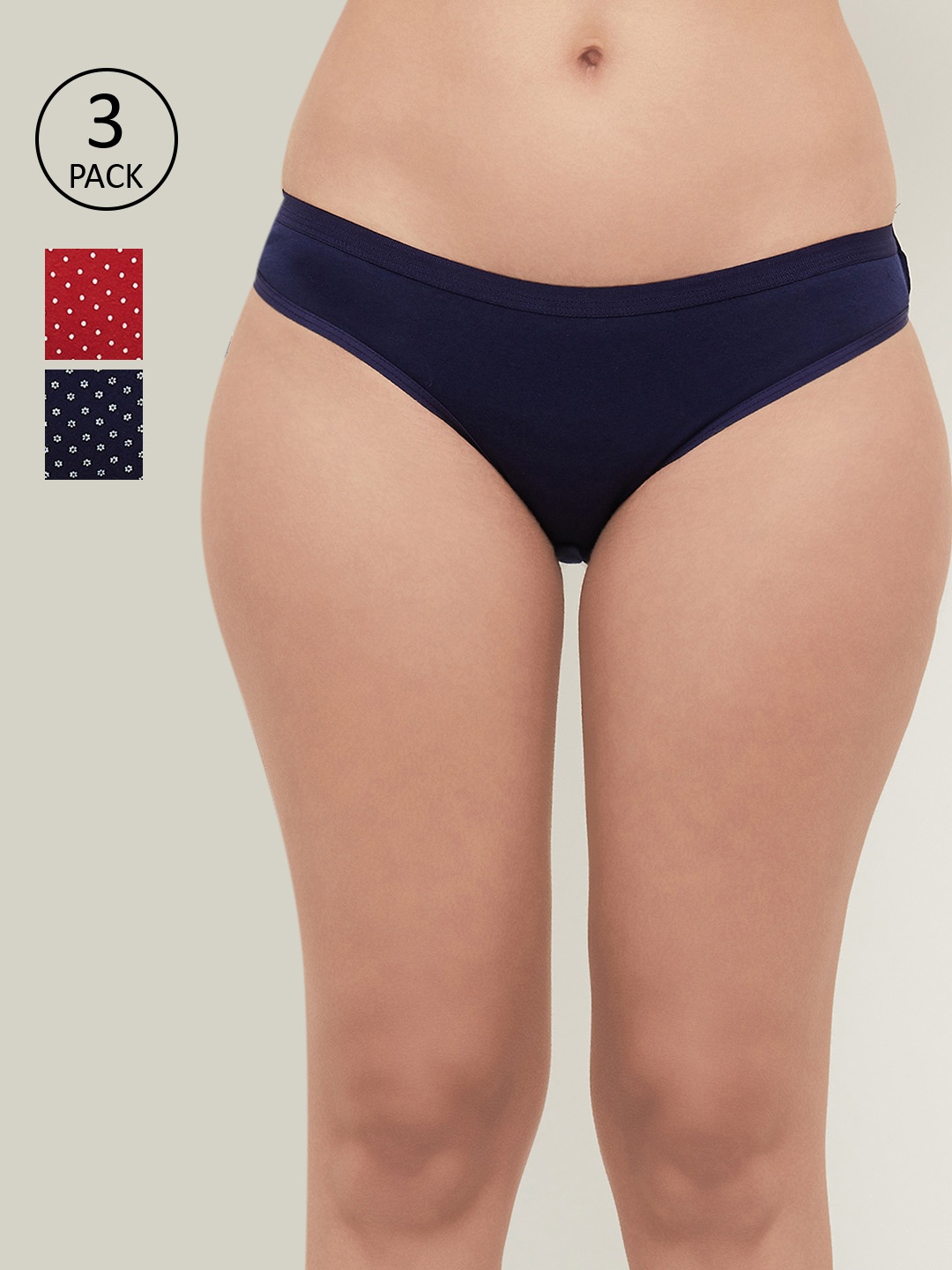 

max Pack of 3 Assorted Printed Cotton Hipster Briefs NOOSPA21BK01NAVY