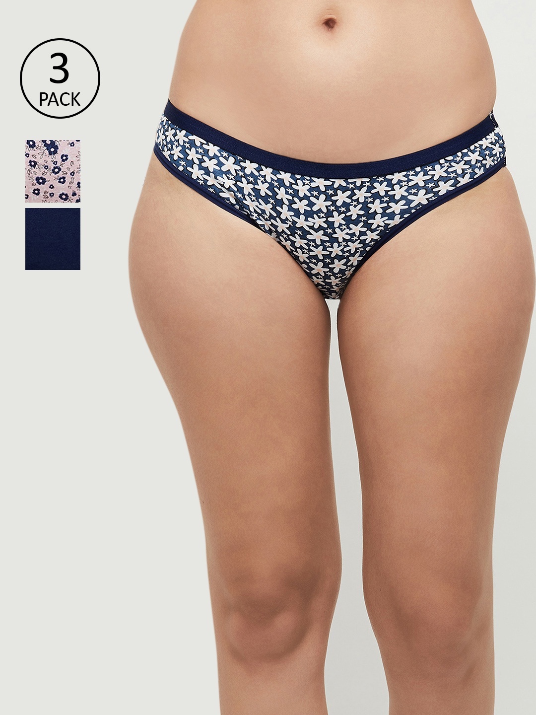 

max Pack of 3 Printed Cotton Basic Briefs NOOSPA21BK04NAVY, Navy blue