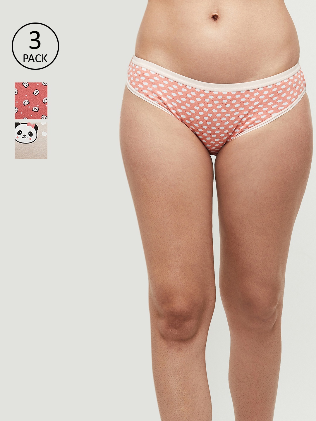 

max Pack of 3 Women Pink & White Printed Cotton Briefs NOOSPA21BK07PINK