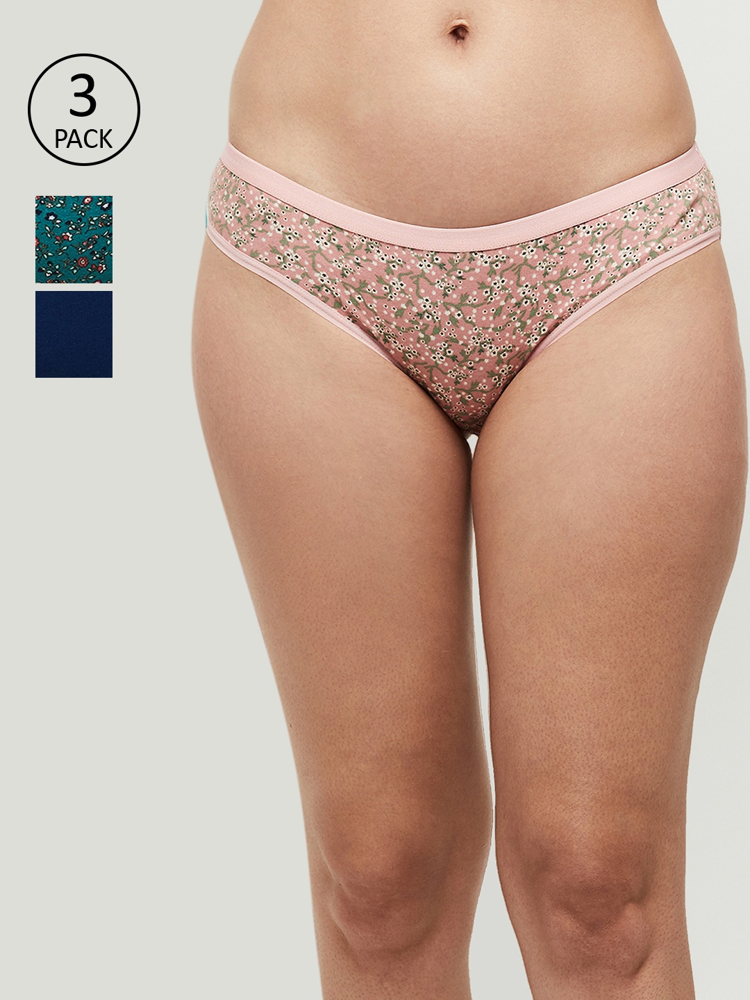 

max Pack of 3 Women Fuchsia Floral Printed Cotton Hipster Briefs