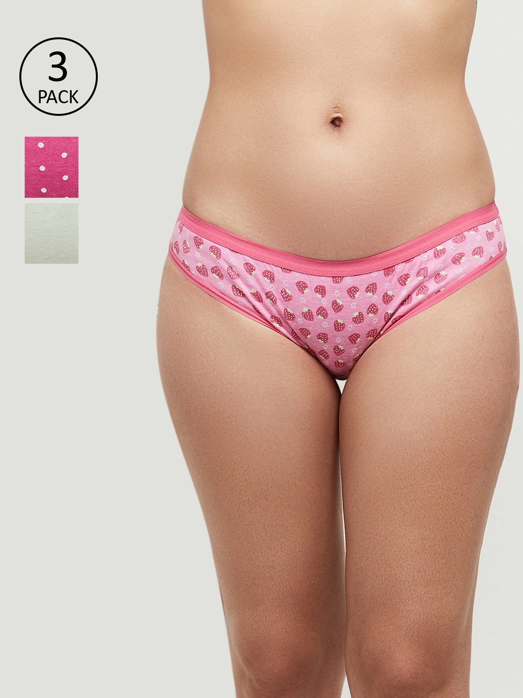 

max Women Pack Of 3 Assorted Seamless Basic Briefs, Pink