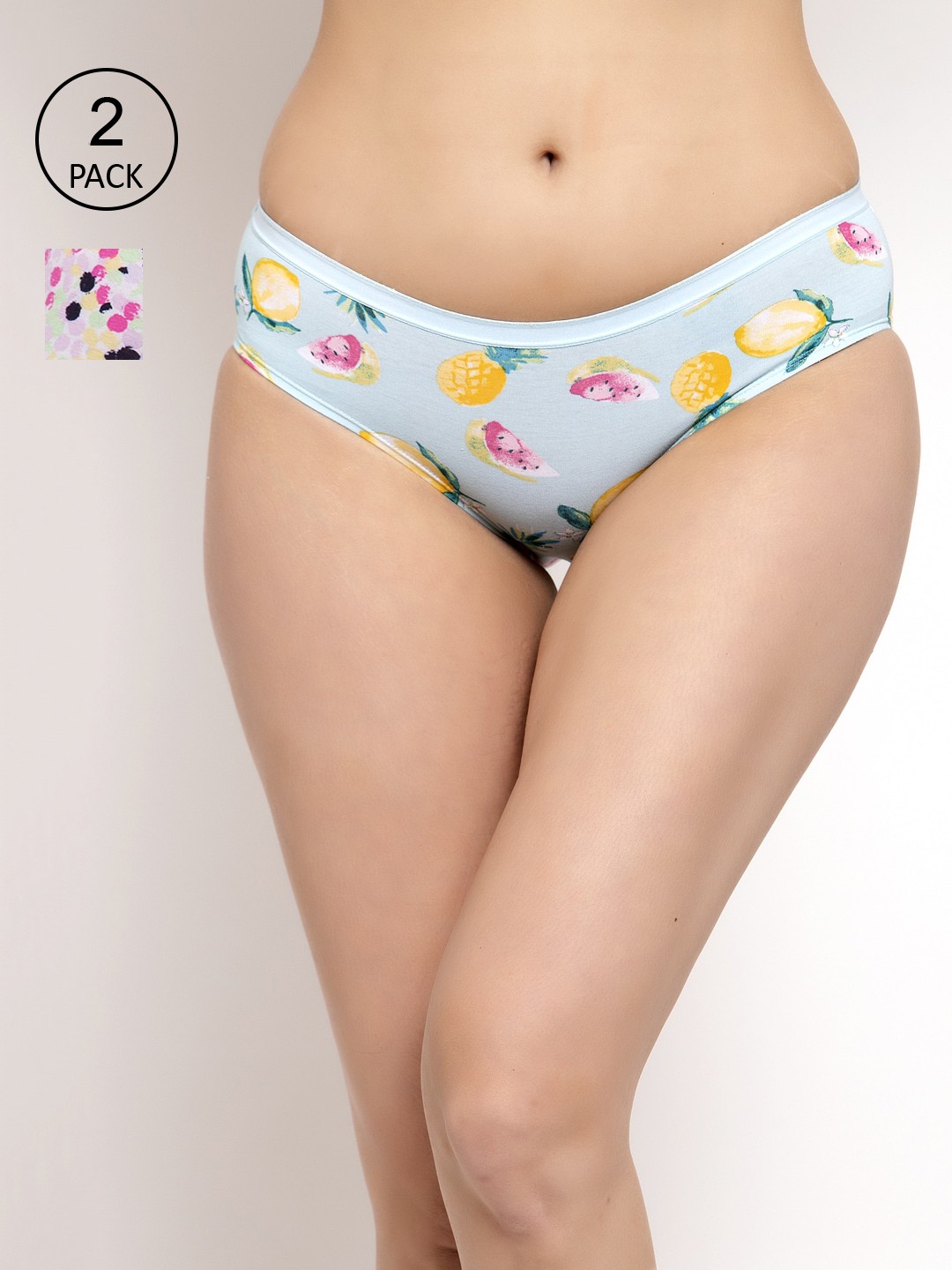 

Prag & Co Women Pack of 2 Blue & Pink Printed Cotton Bikini Briefs AP2009MDM