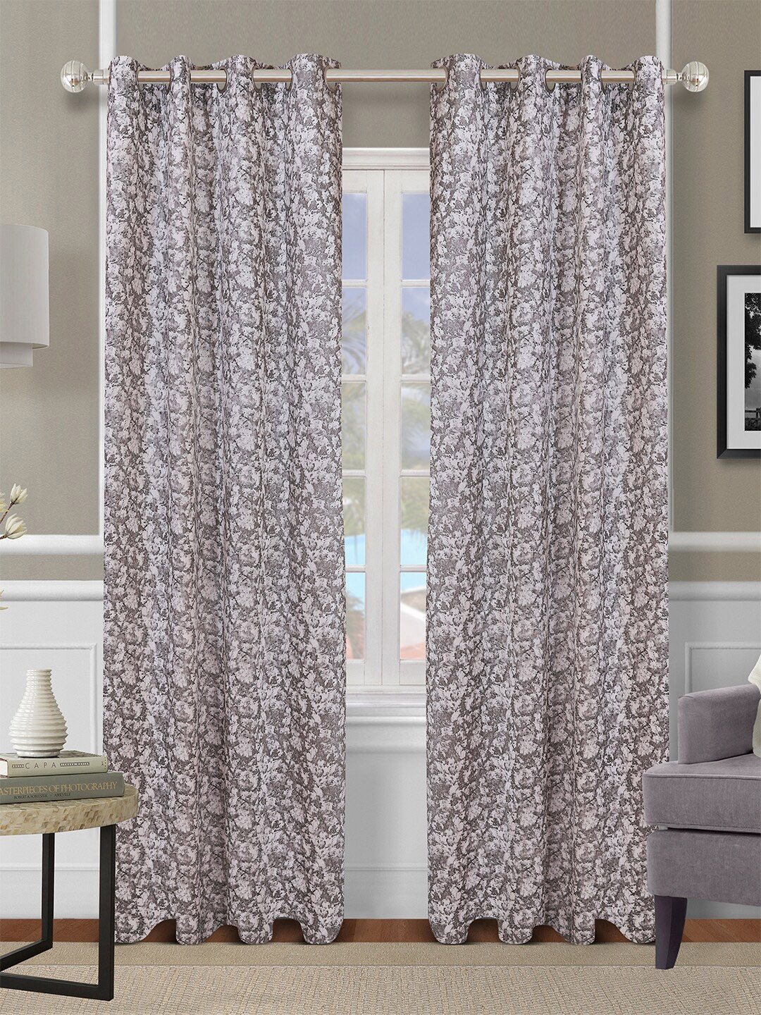 

ROMEE Grey Set of 2 Room Darkening Long Door Curtain